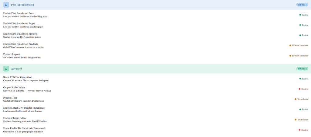 Recommended Builder Tab Configuration for Most Websites