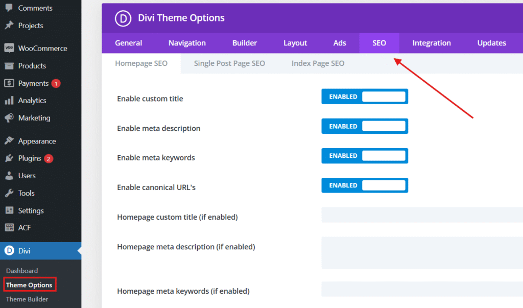 How to Access the Divi SEO Tab